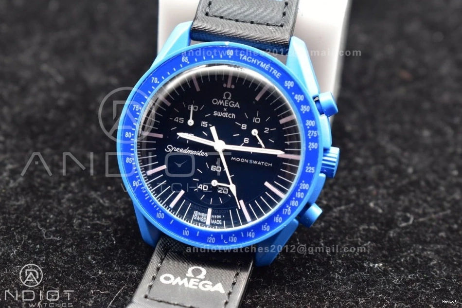 on Mission to Quartz Swatch Neptune Nylon Moonwatch Omega Bioceramic x Strap 0107